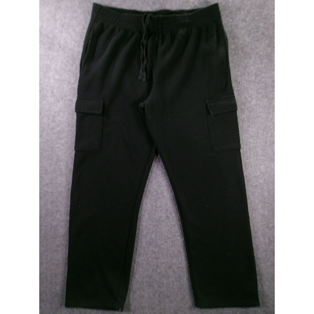 Highland Outfitters Pants Mens XL Black Cargo Jogger Sweatpants Elastic Pockets